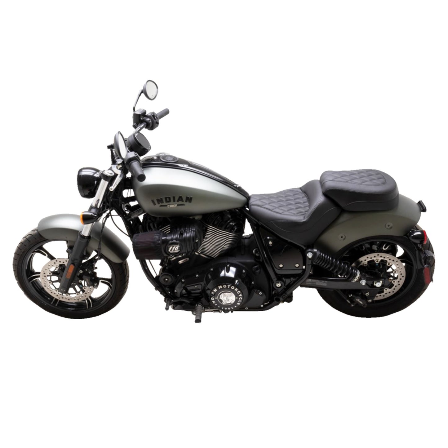 Mustang Motorcycle Products Solo Touring Seat - Passenger - Black - Diamond Stich - Chief '22-'23 88204_1156870