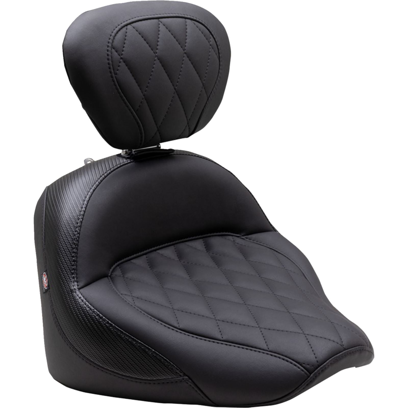 Mustang Motorcycle Products Solo Touring Seat - w/ Driver Backrest - Black - Diamond - Chief '22-'23 89740_1156869