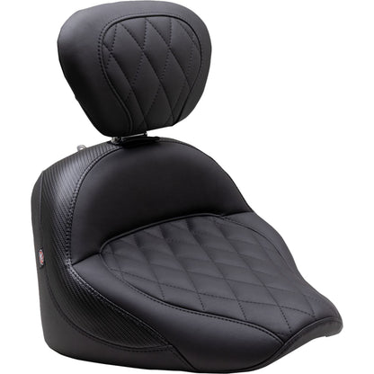 Mustang Motorcycle Products Solo Touring Seat - w/ Driver Backrest - Black - Diamond - Chief '22-'23 89740_1156869