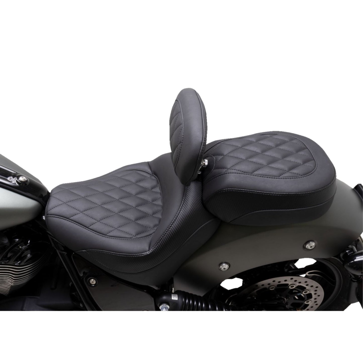 Mustang Motorcycle Products Solo Touring Seat - w/ Driver Backrest - Black - Diamond - Chief '22-'23 89740_1156867