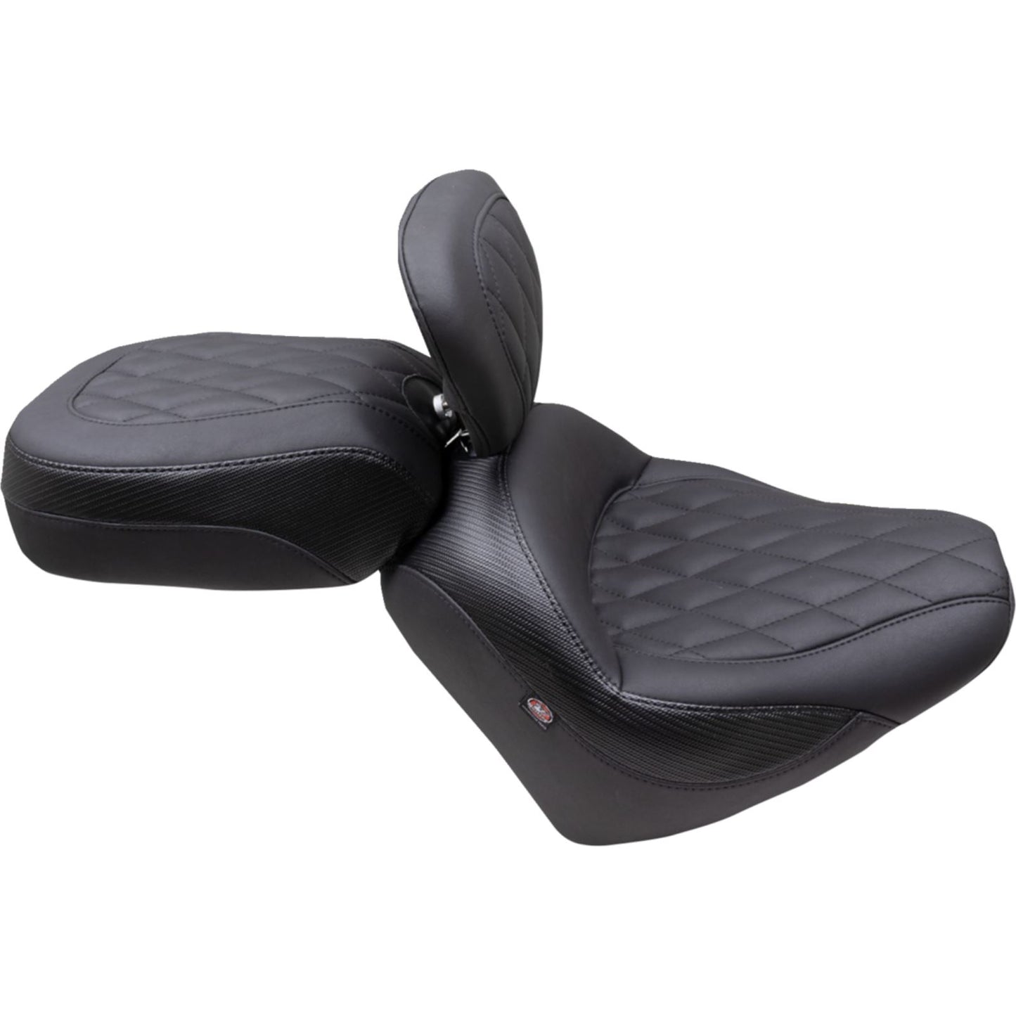 Mustang Motorcycle Products Solo Touring Seat - w/ Driver Backrest - Black - Diamond - Chief '22-'23 89740_1156866