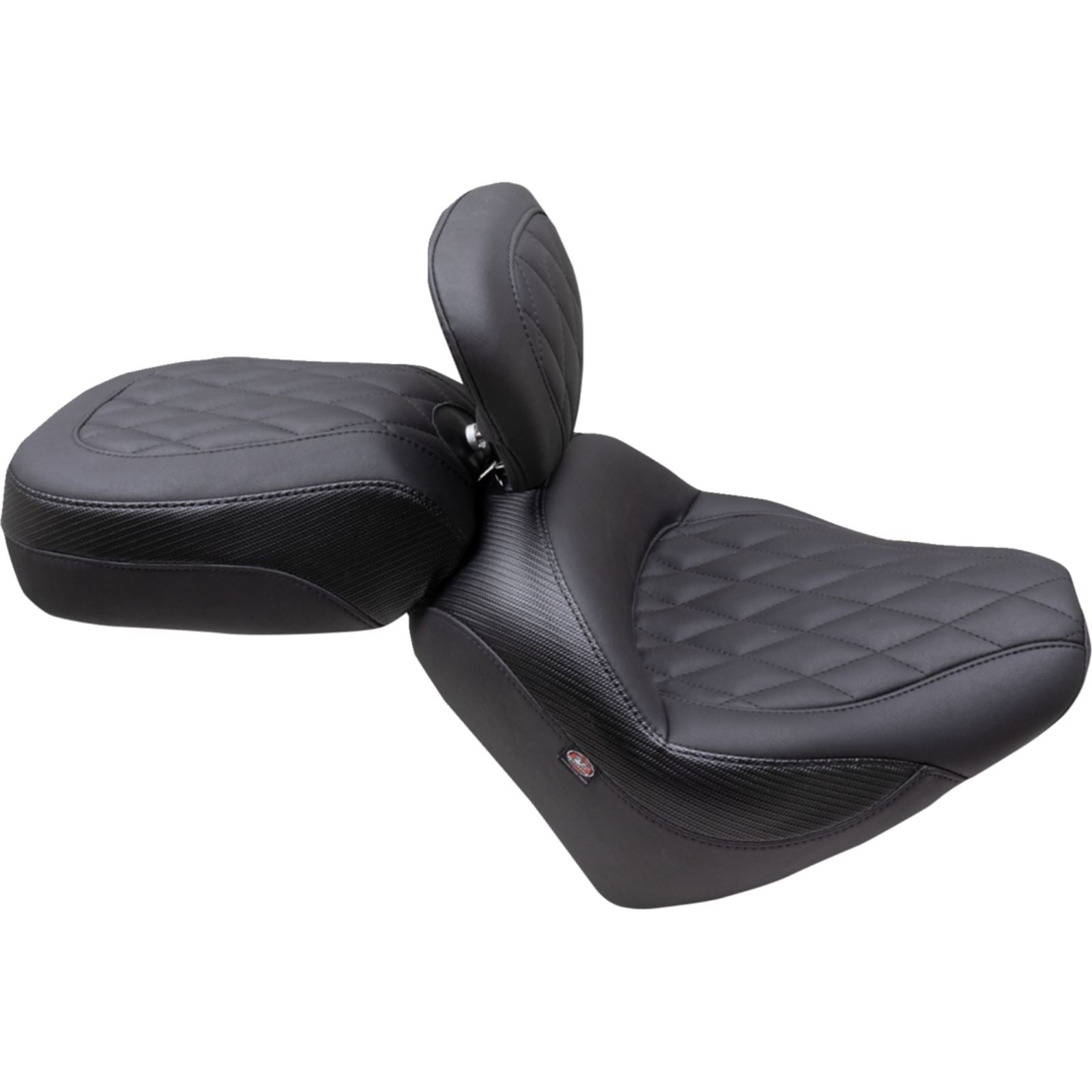 Mustang Motorcycle Products Solo Touring Seat - w/ Driver Backrest - Black - Diamond - Chief '22-'23 89740_1156866