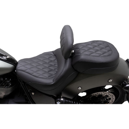 Mustang Motorcycle Products Recessed Passenger Seat - Black - Diamond Stitch - Chief '22-'23 89741_1156864