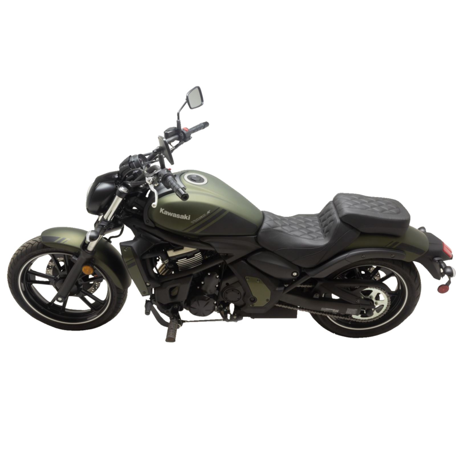 Mustang Motorcycle Products Squareback/Fastback Solo Seat - Black Diamond Stitch for Kawasaki Vulcan 76430_1156898