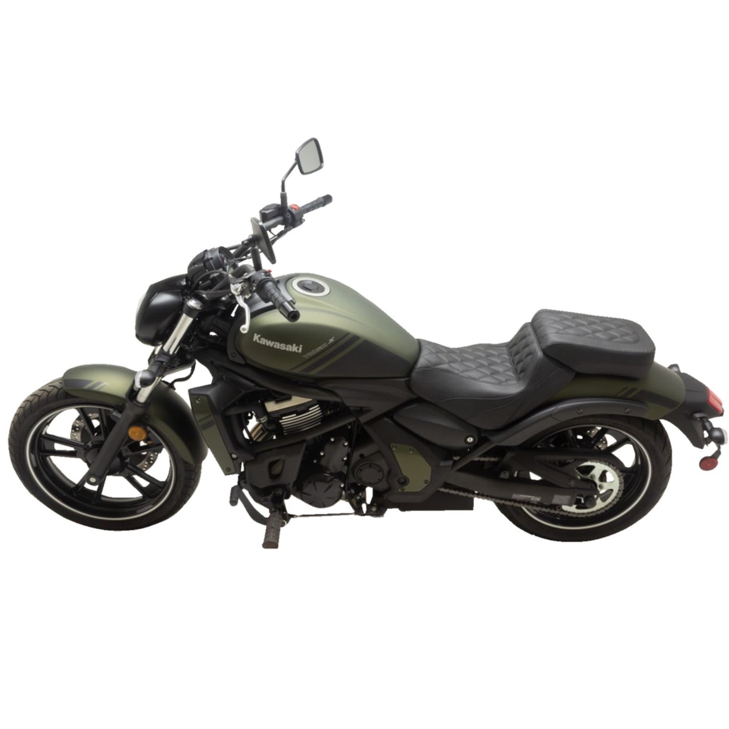 Mustang Motorcycle Products Squareback Seat - Passenger - Black - Diamond Stitch - Vulcan S '15-'23 76431_1156918