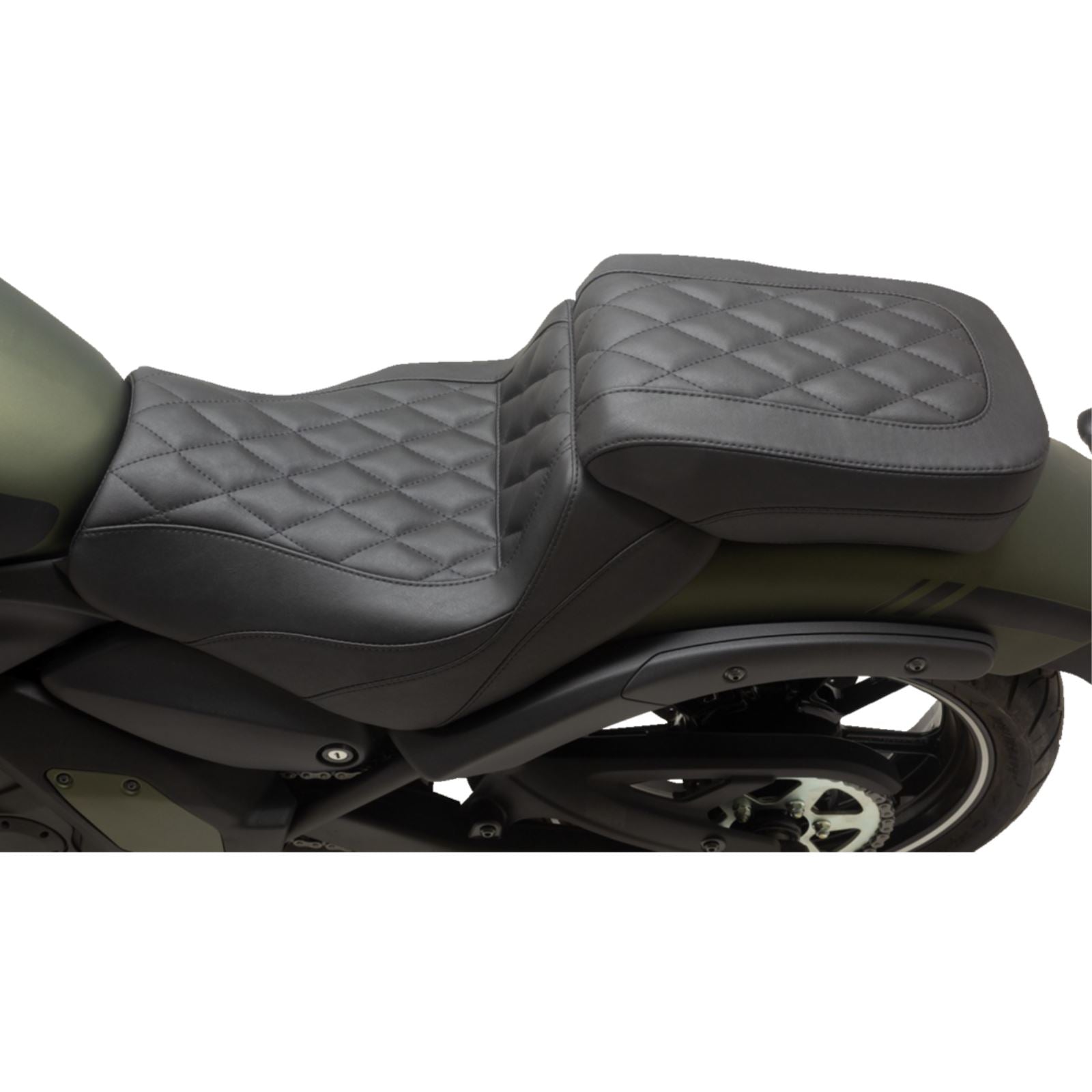 Mustang Motorcycle Products Squareback Seat - Passenger - Black - Diamond Stitch - Vulcan S '15-'23 76431_1156919
