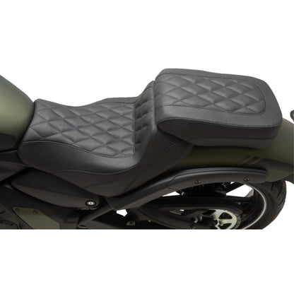 Mustang Motorcycle Products Squareback Seat - Passenger - Black - Diamond Stitch - Vulcan S '15-'23 76431_1156919