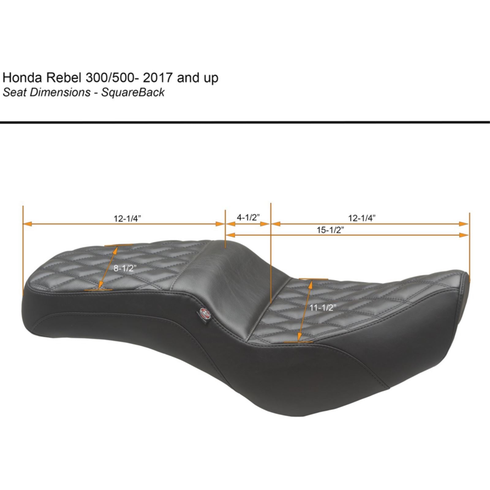 Mustang Motorcycle Products Squareback Seat - Black - Double Diamond - 300/500 '17-'23 84003_1156901