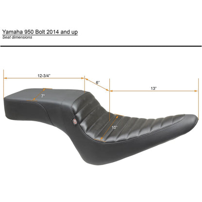 Mustang Motorcycle Products Squareback Seat - Black - Tuck-n-Roll - Bolt '14-'22 75697_1156904