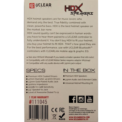 UClear HDX Helmet Speakers 47mm Diameter 3.5mm Jack 111045_1166987