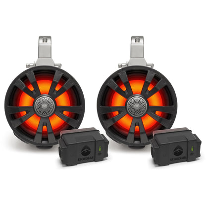 Ecoxgear 8" Speakers Two Amplified + Two Batteries - Black - 2/Pack [MPN: SEI-ETAMPBAT7701]_1154609