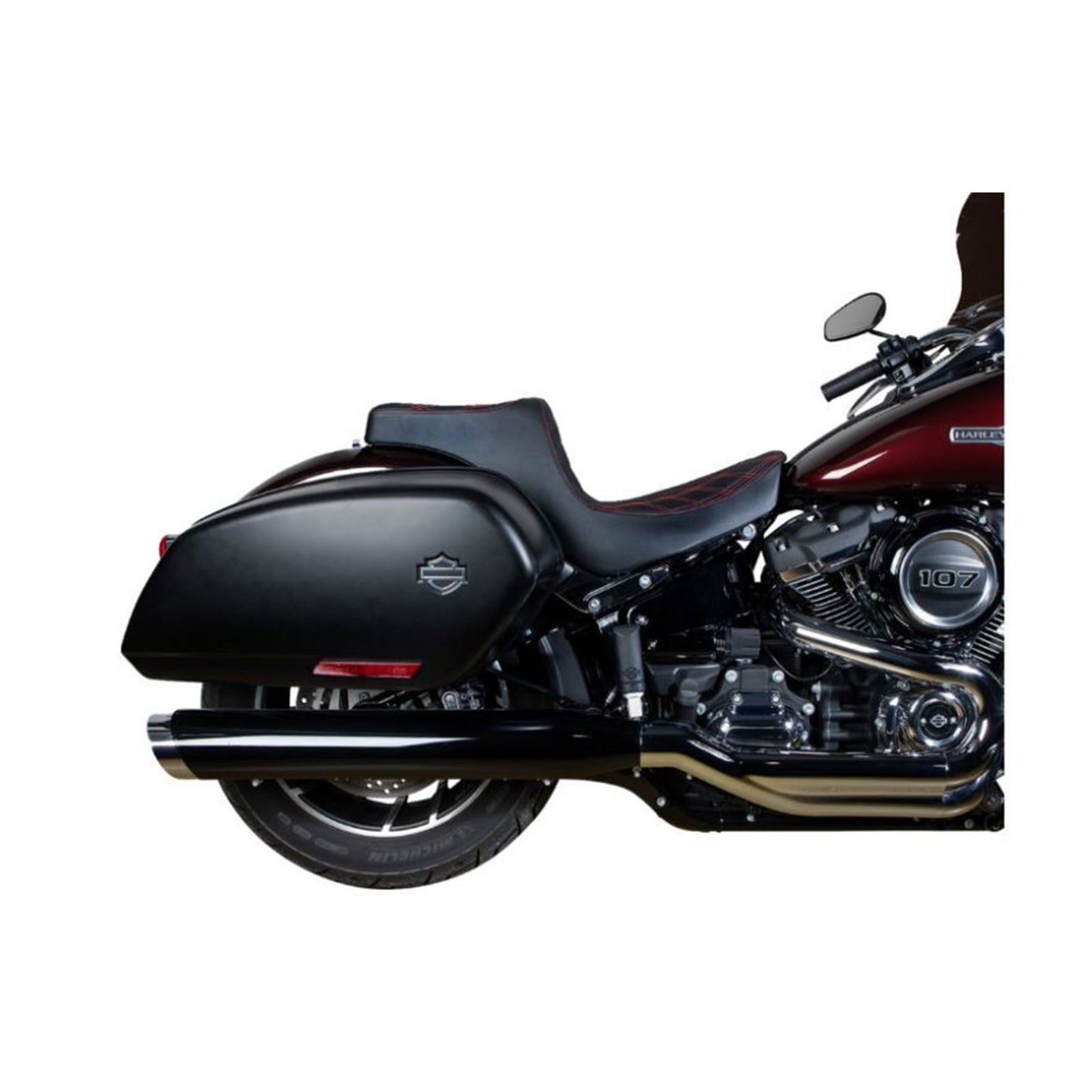 Drag Specialties Predator III Seat - Diamond - Black/Red Stitching - FL/FX '18-'22 0802-1492_1215868