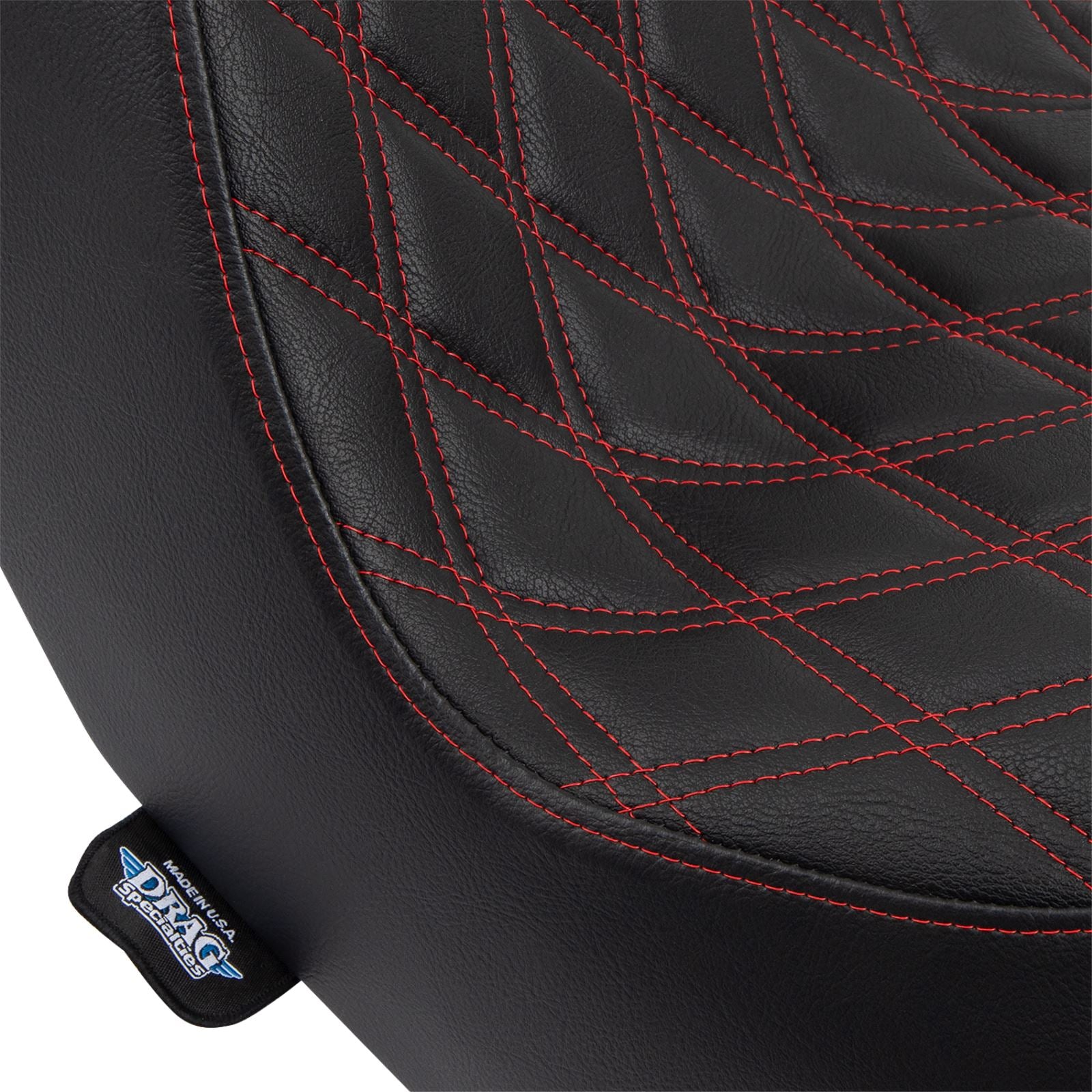 Drag Specialties Predator III Seat - Diamond - Black/Red Stitching - FL/FX '18-'22 0802-1492_1155094