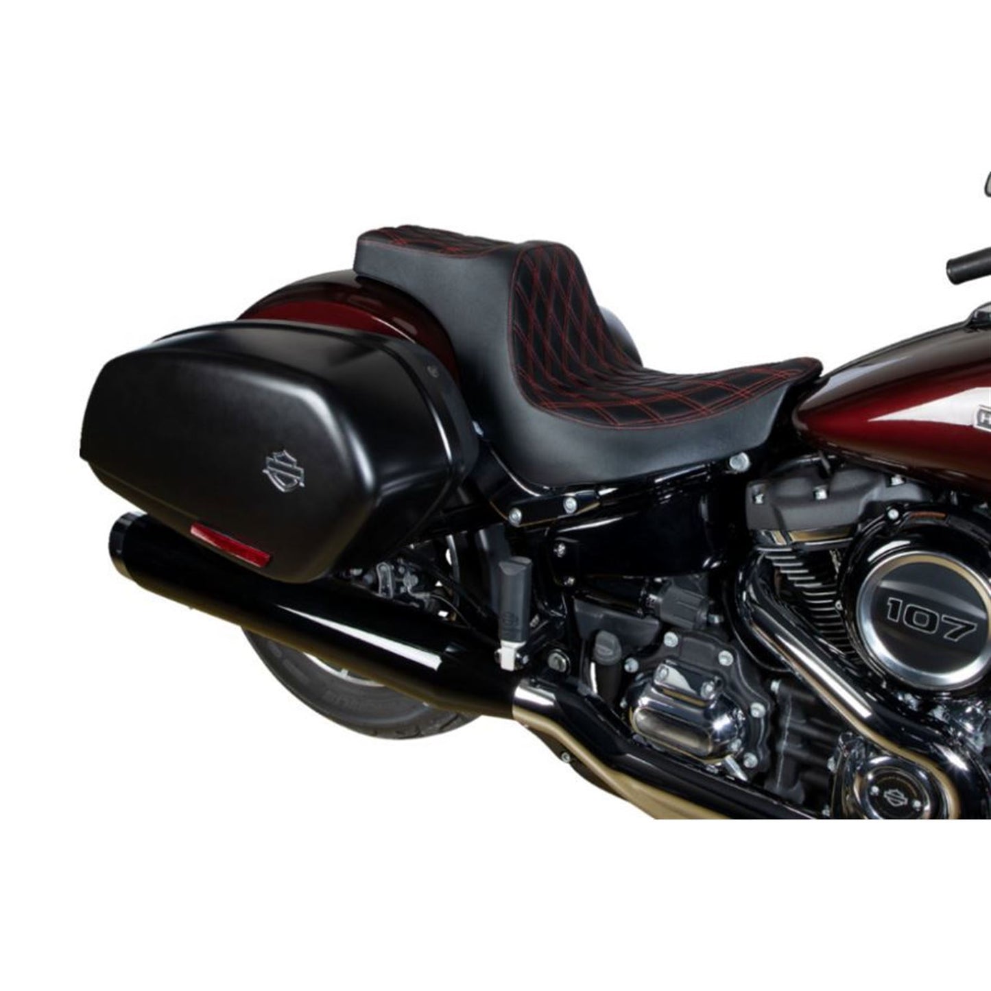 Drag Specialties Predator III Seat - Diamond - Black/Red Stitching - FL/FX '18-'22 0802-1492_1215869