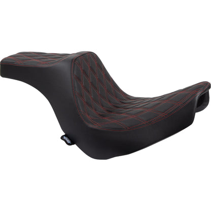 Drag Specialties Predator III Seat - Diamond - Black/Red Stitching - FL/FX '18-'22 0802-1492_1155095