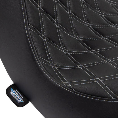 Drag Specialties Predator III Seat - Diamond - Black/Silver Stitching - FL/FX '18-'22 0802-1493_1155096