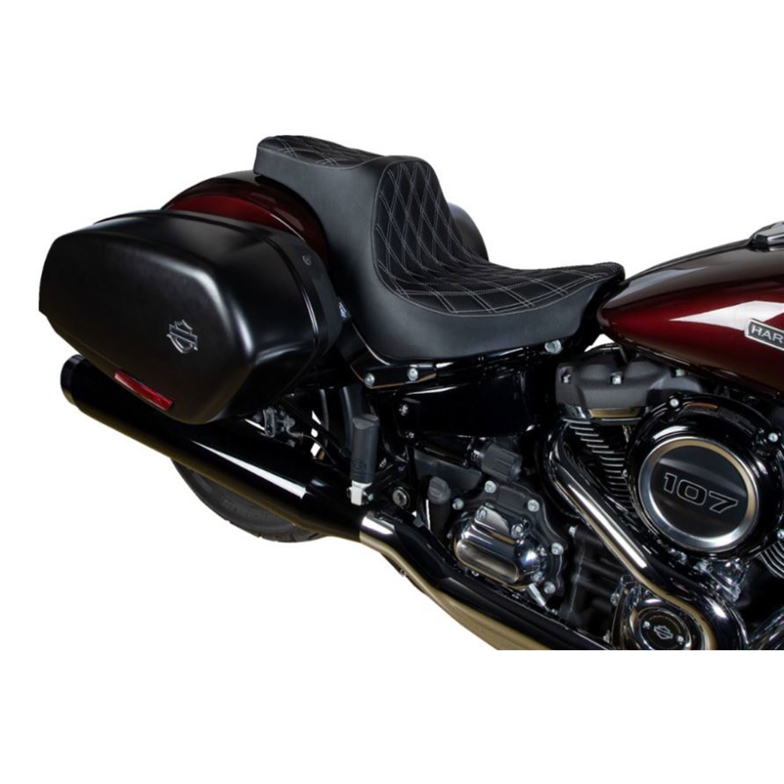 Drag Specialties Predator III Seat - Diamond - Black/Silver Stitching - FL/FX '18-'22 0802-1493_1215871