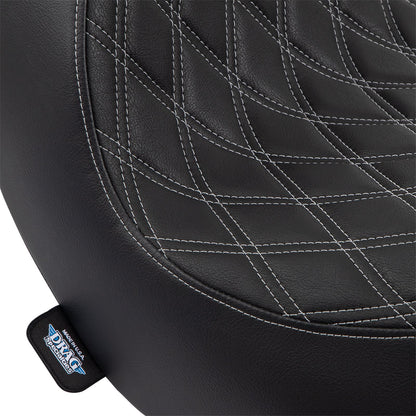 Drag Specialties Solo Seat - Double Diamond - Silver Stitching - '18-'22 FL 0802-1514_1155102
