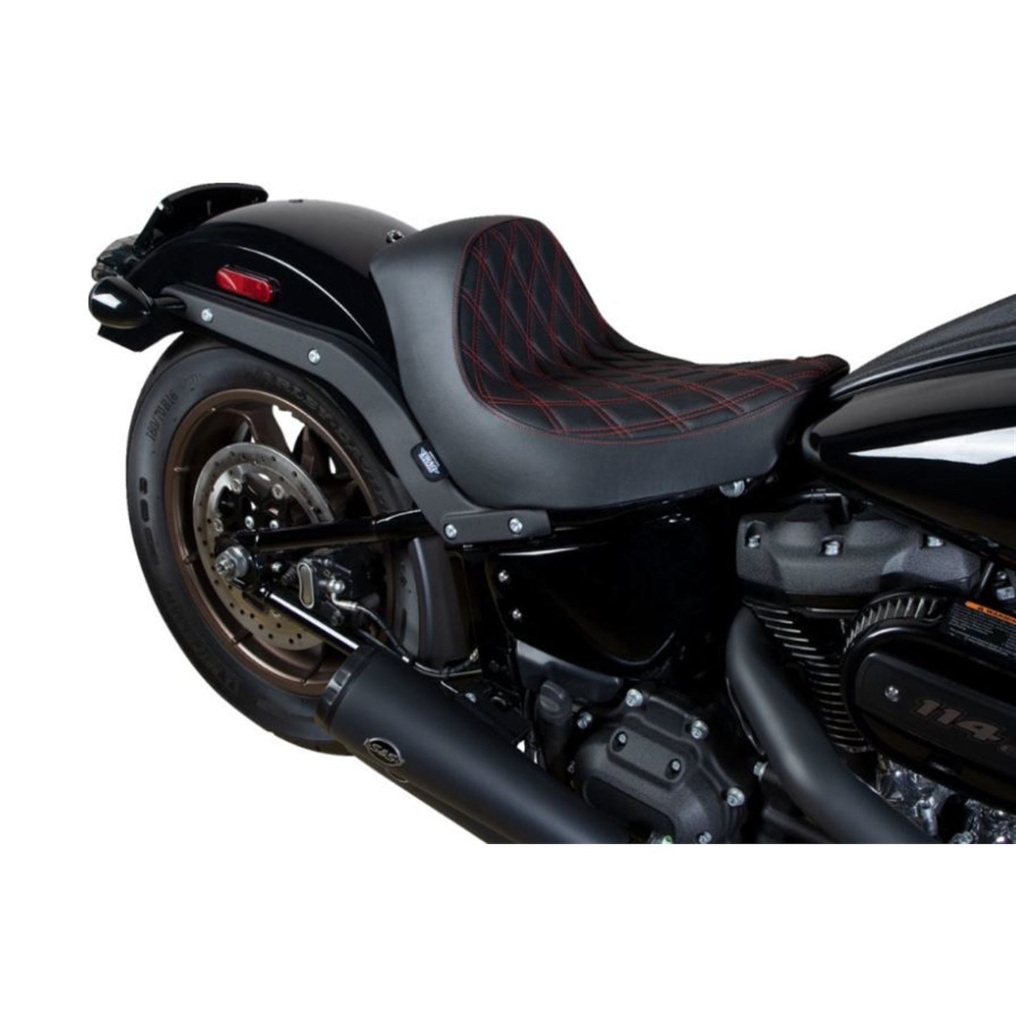 Drag Specialties Solo Seat - Double Diamond - Red Stitching - '18-'22 FL/FX 0802-1515_1215883