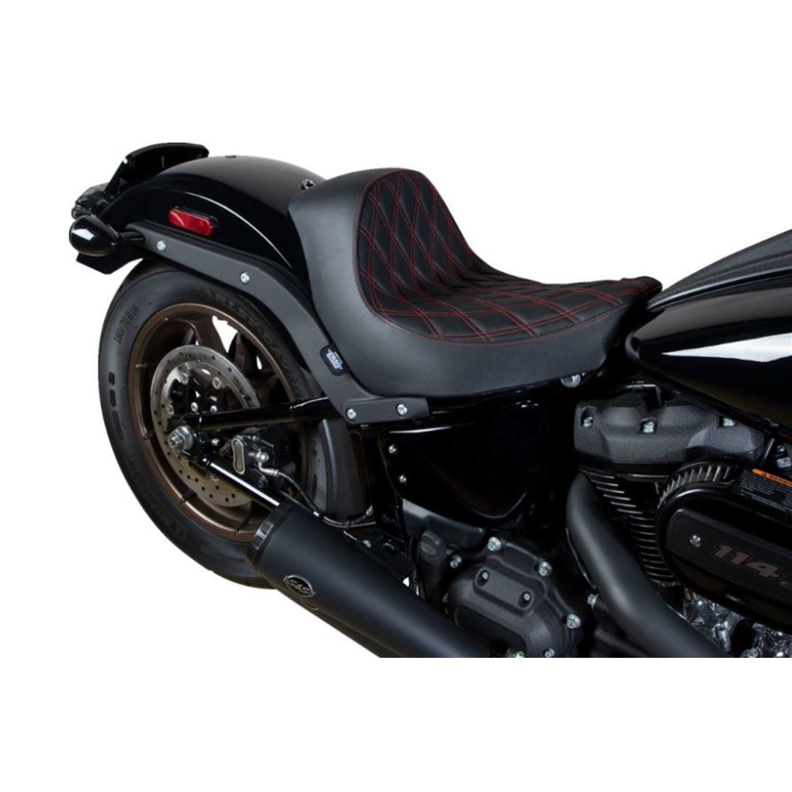 Drag Specialties Solo Seat - Double Diamond - Red Stitching - '18-'22 FL/FX 0802-1515_1215883