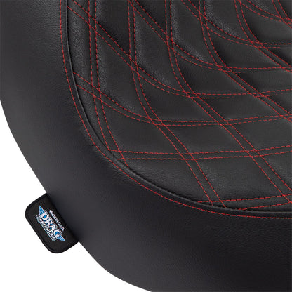 Drag Specialties Solo Seat - Double Diamond - Red Stitching - '18-'22 FL/FX 0802-1515_1155104