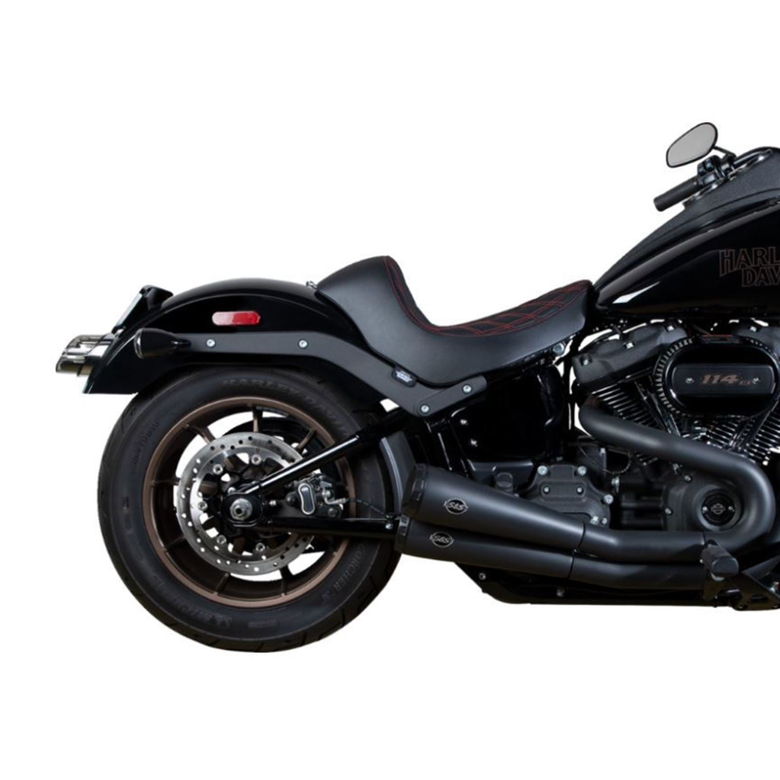Drag Specialties Solo Seat - Double Diamond - Red Stitching - '18-'22 FL/FX 0802-1515_1215884