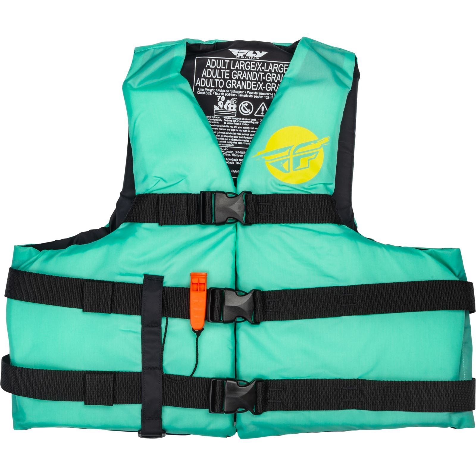 Fly Racing Nylon Flotation Life Vest - Seafoam Green/Yellow - Large/XL 221-30412L_1160422