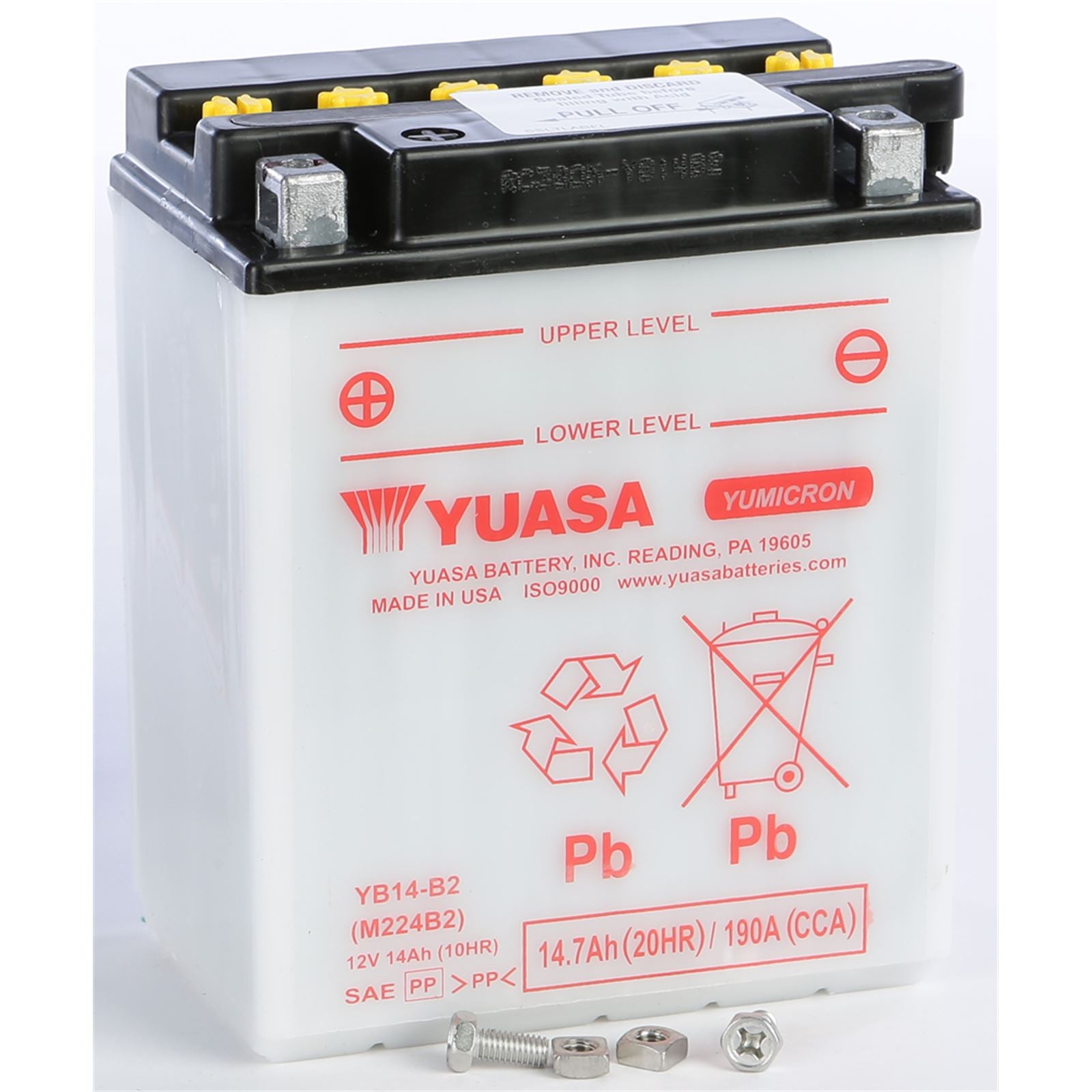 Yuasa Battery YB14-B2 Conventional electrolyte Sold Separately YUAM224B2_195679