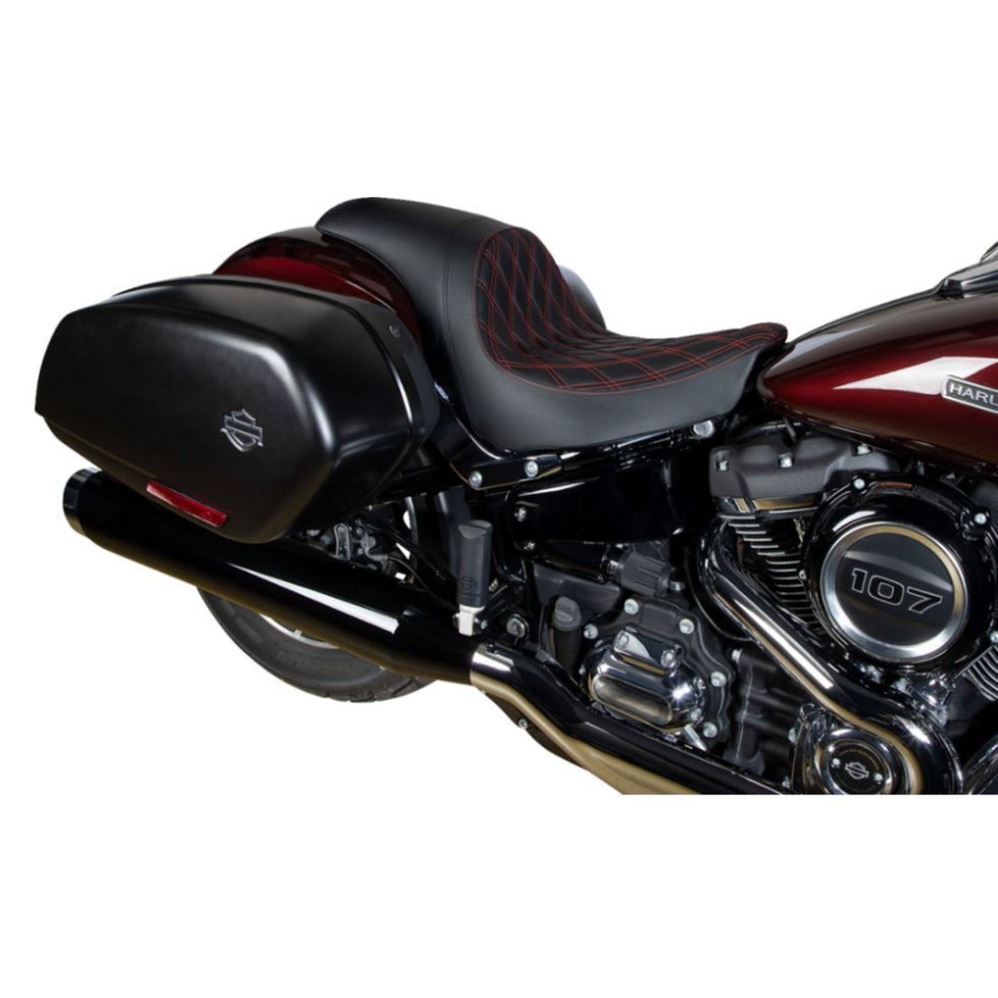 Drag Specialties Predator Seat - Diamond - Red Stitching - Vinyl - FLSB/FXLR '18-'21 0802-1519_1215893