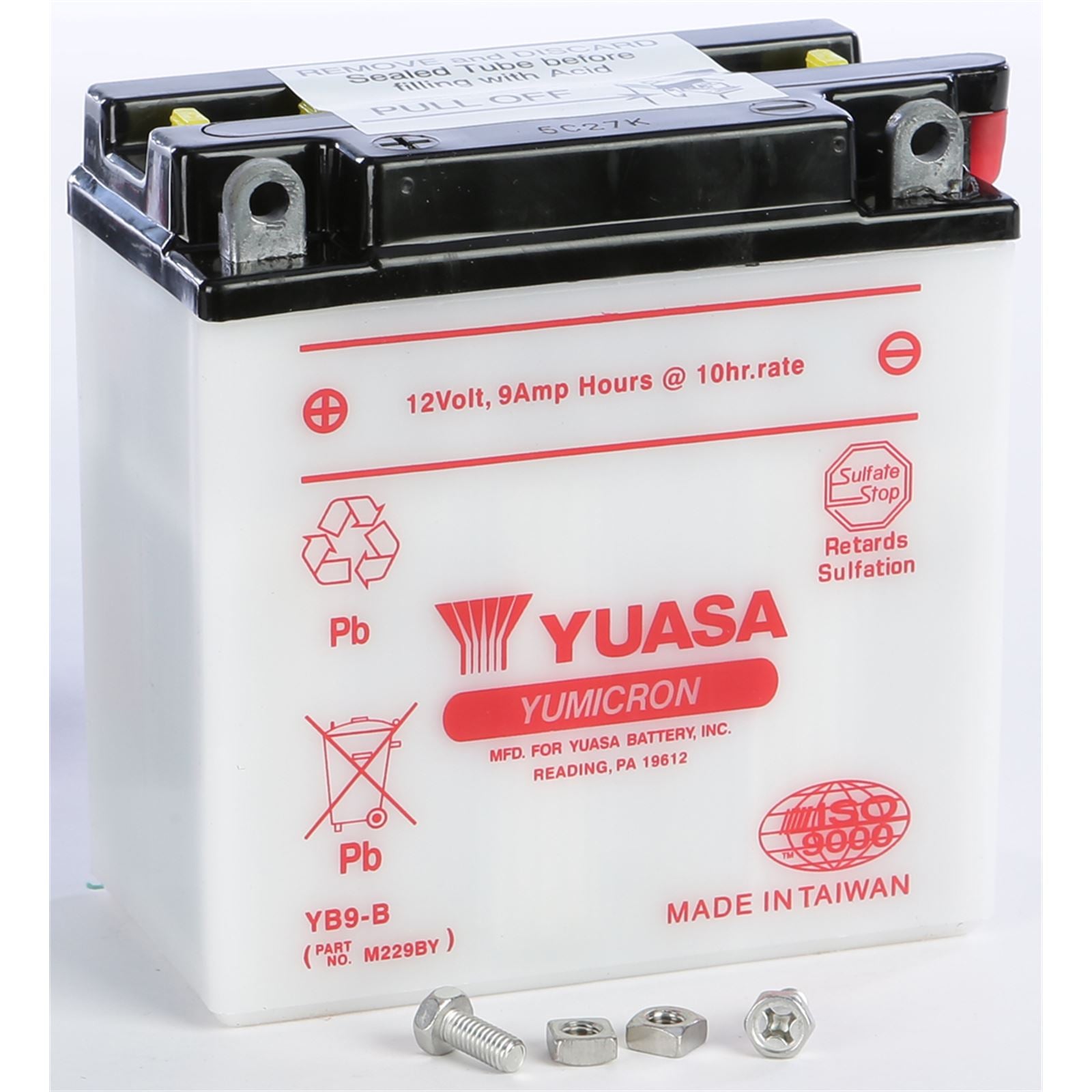 Yuasa Battery YB9-B Conventional electrolyte Sold Separately YUAM229BY_195692