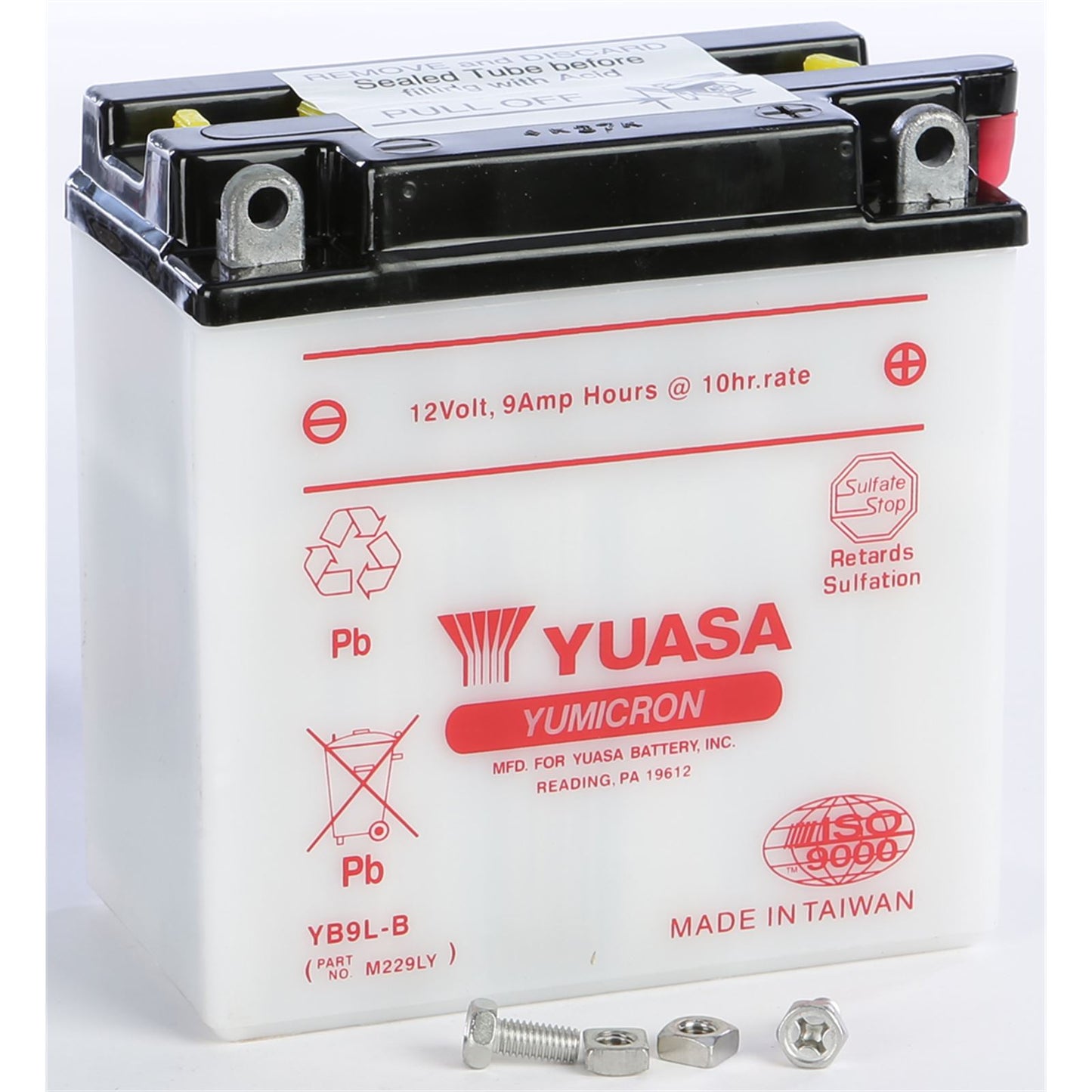 Yuasa Battery YB9L-B Conventional electrolyte Sold Separately YUAM229LY_195698