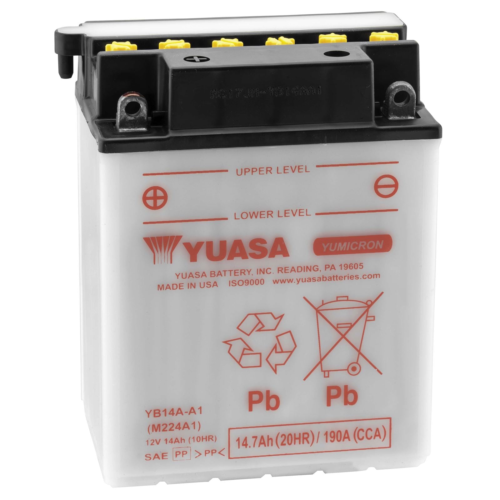 Yuasa Battery YB14A-A1 Conventional electrolyte Sold Separately YUAM224A1_195714