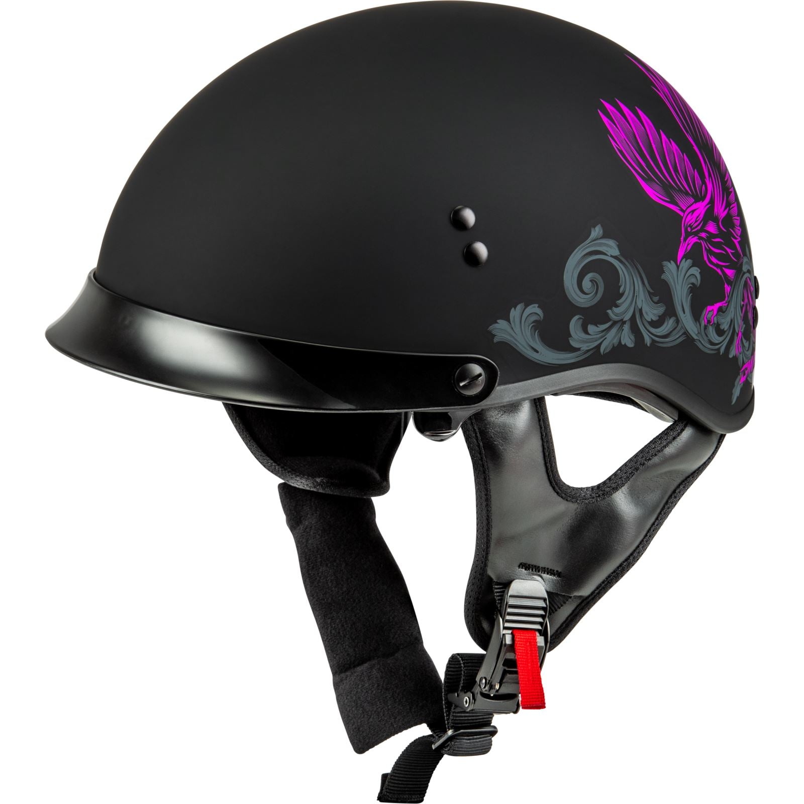 GMax HH-65 Corvus Helmet with Peak - Matte Black/Purple/Grey - Large H96510966_1311927