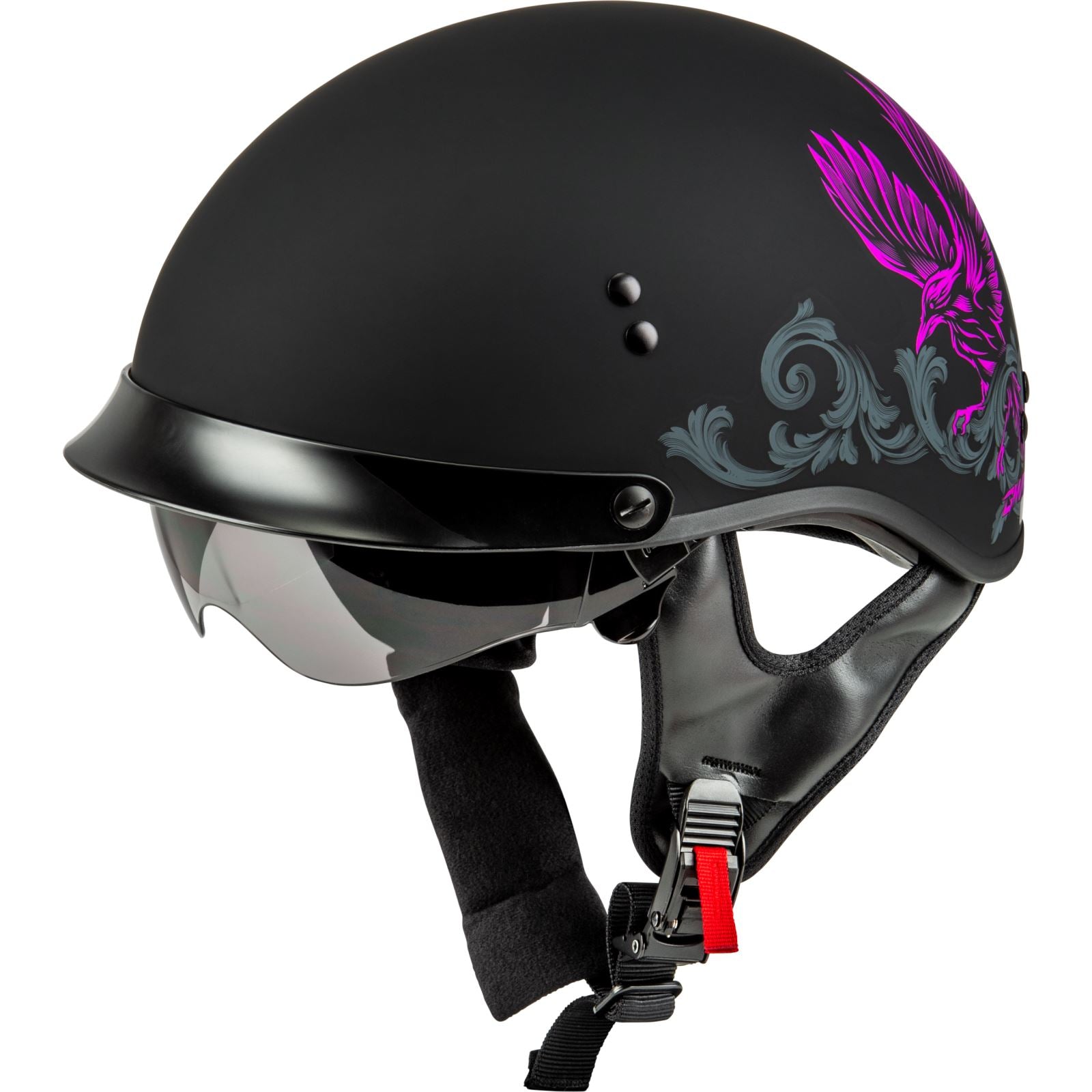 GMax HH-65 Corvus Helmet with Peak - Matte Black/Purple/Grey - Large H96510966_1311928