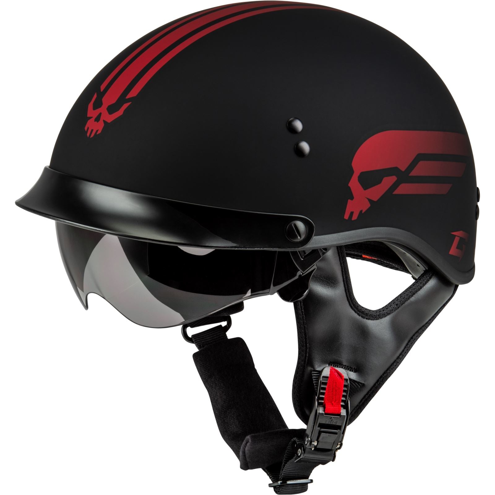 HH-65 Retribution Helmet - with Peak - Matte Black/Red - Small_1312721