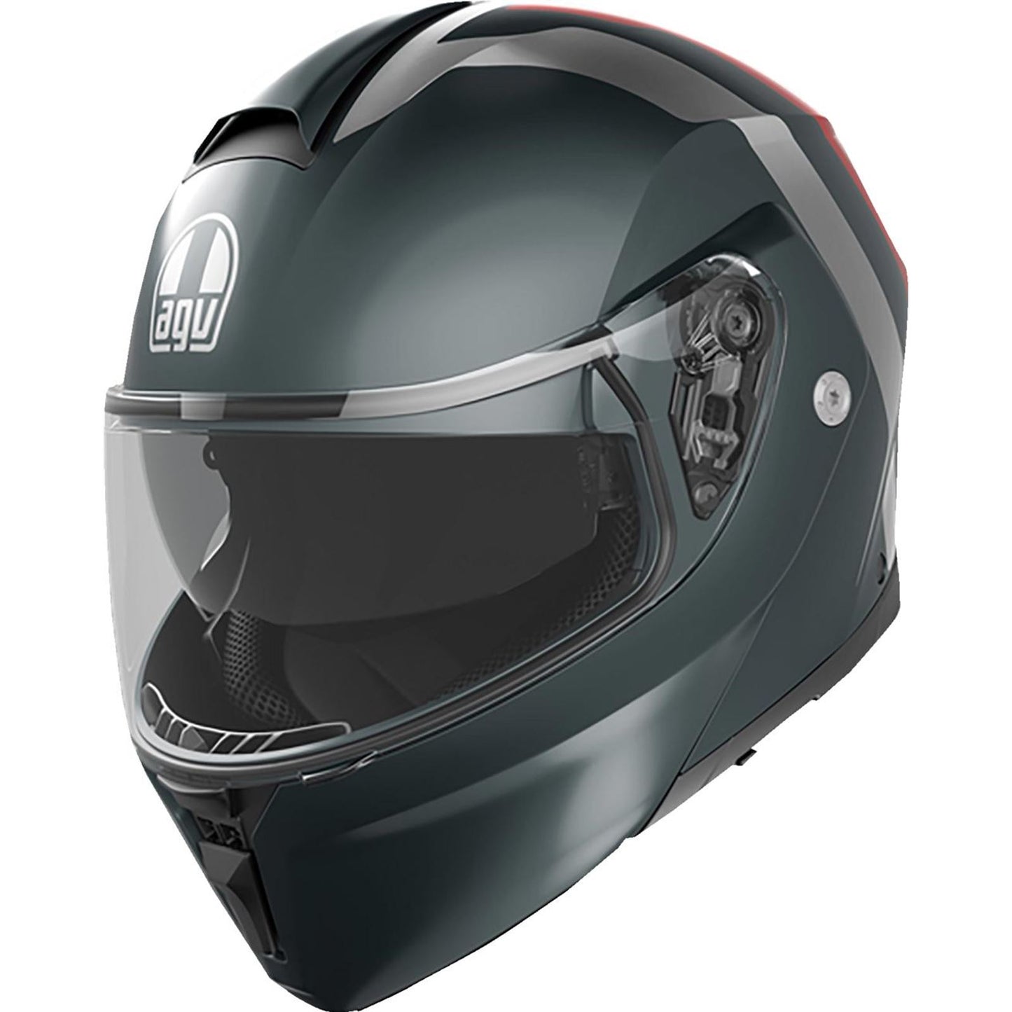 AGV Helmets Streetmodular Helmet - Resia - Matte Gray/Silver/Red - Small 2118296002006S_1736000