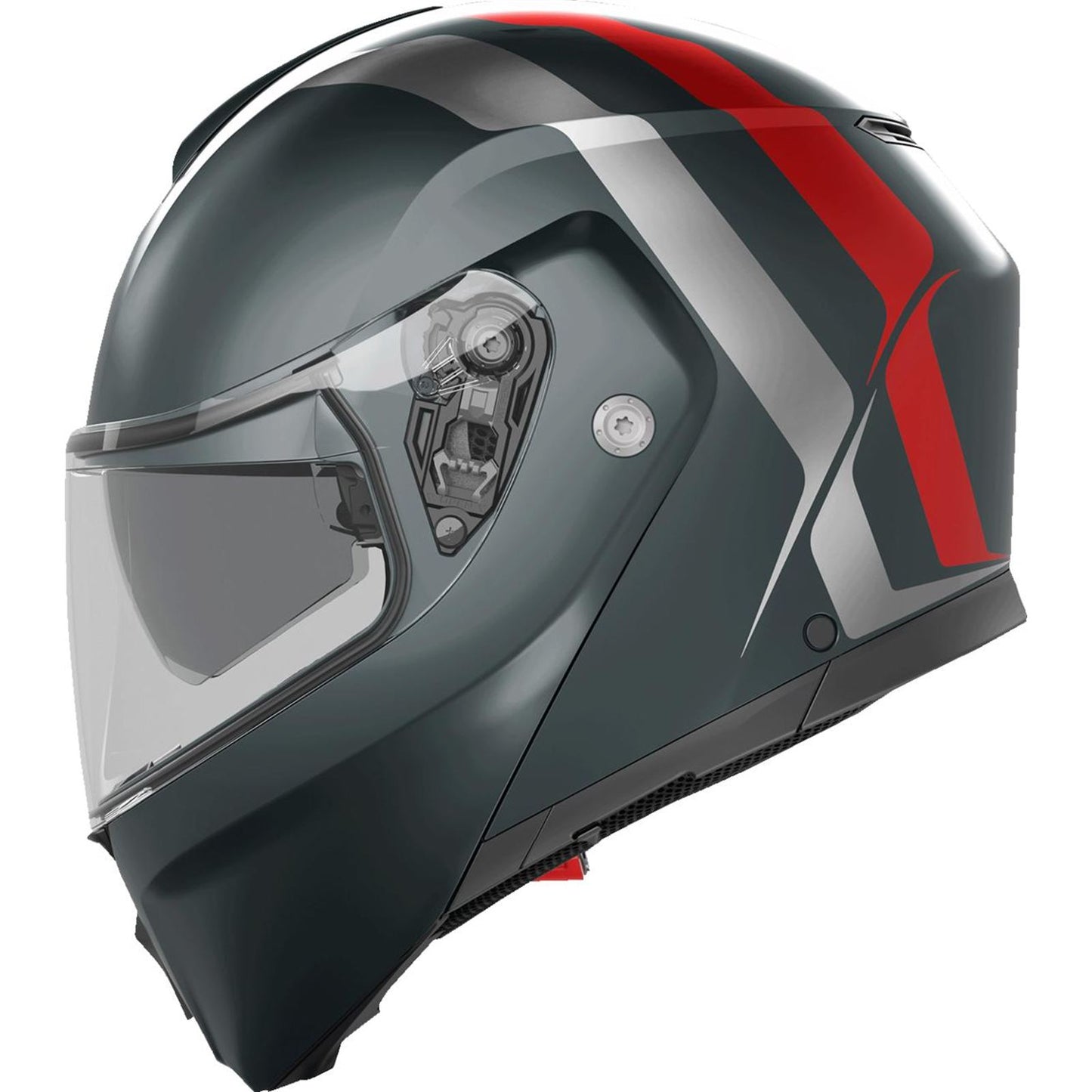 AGV Helmets Streetmodular Helmet - Resia - Matte Gray/Silver/Red - 2XL [MPN: 21182960020062X]_1952351
