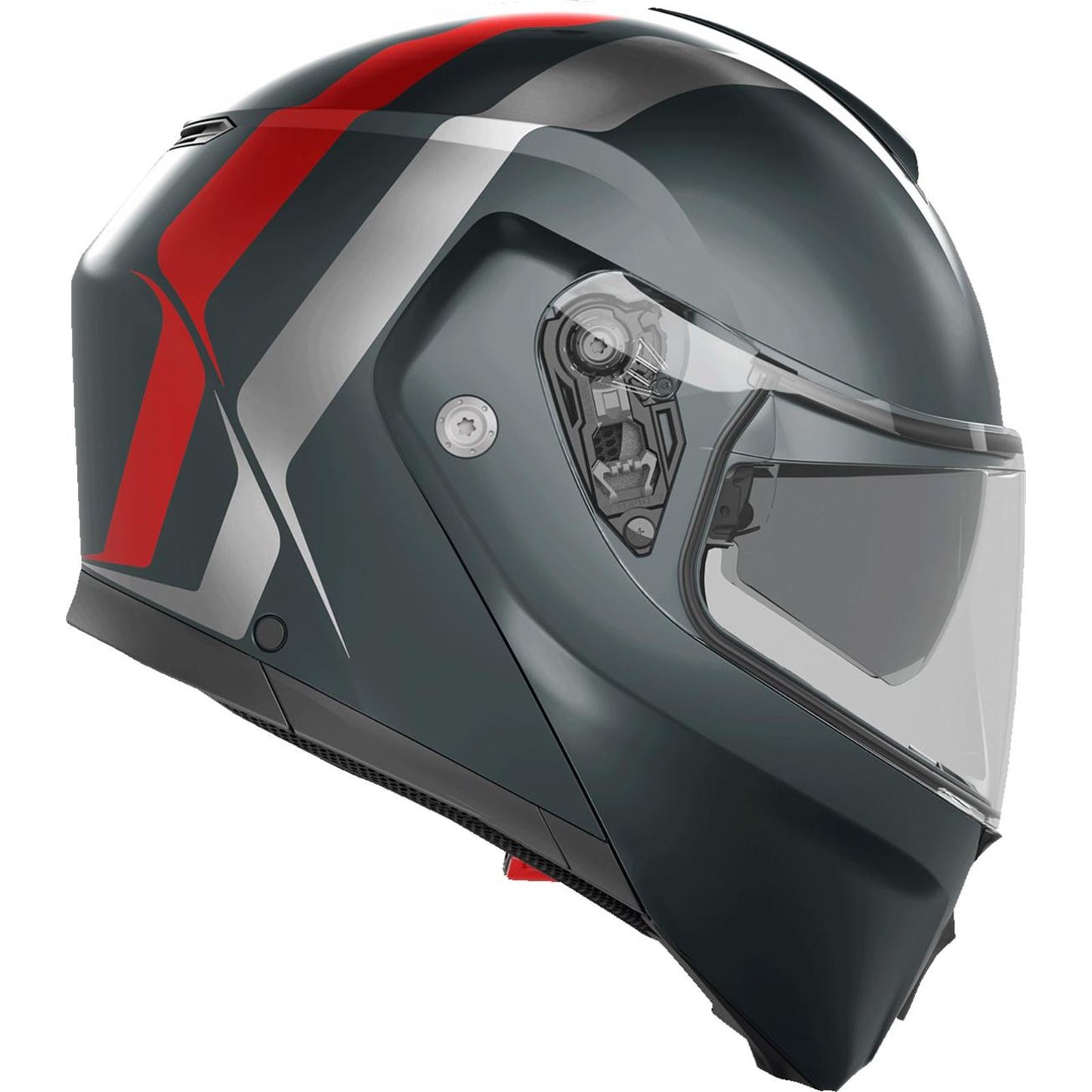 AGV Helmets Streetmodular Helmet - Resia - Matte Gray/Silver/Red - 2XL [MPN: 21182960020062X]_1952370