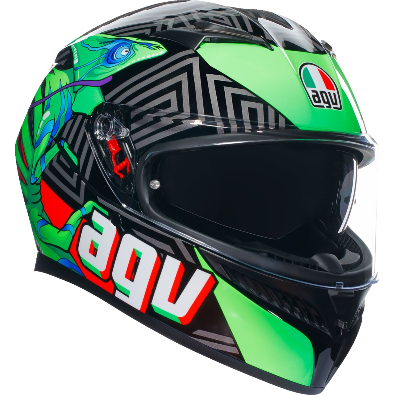 AGV Helmets K3 Helmet - Kamaleon - Black/Red/Green_1167940