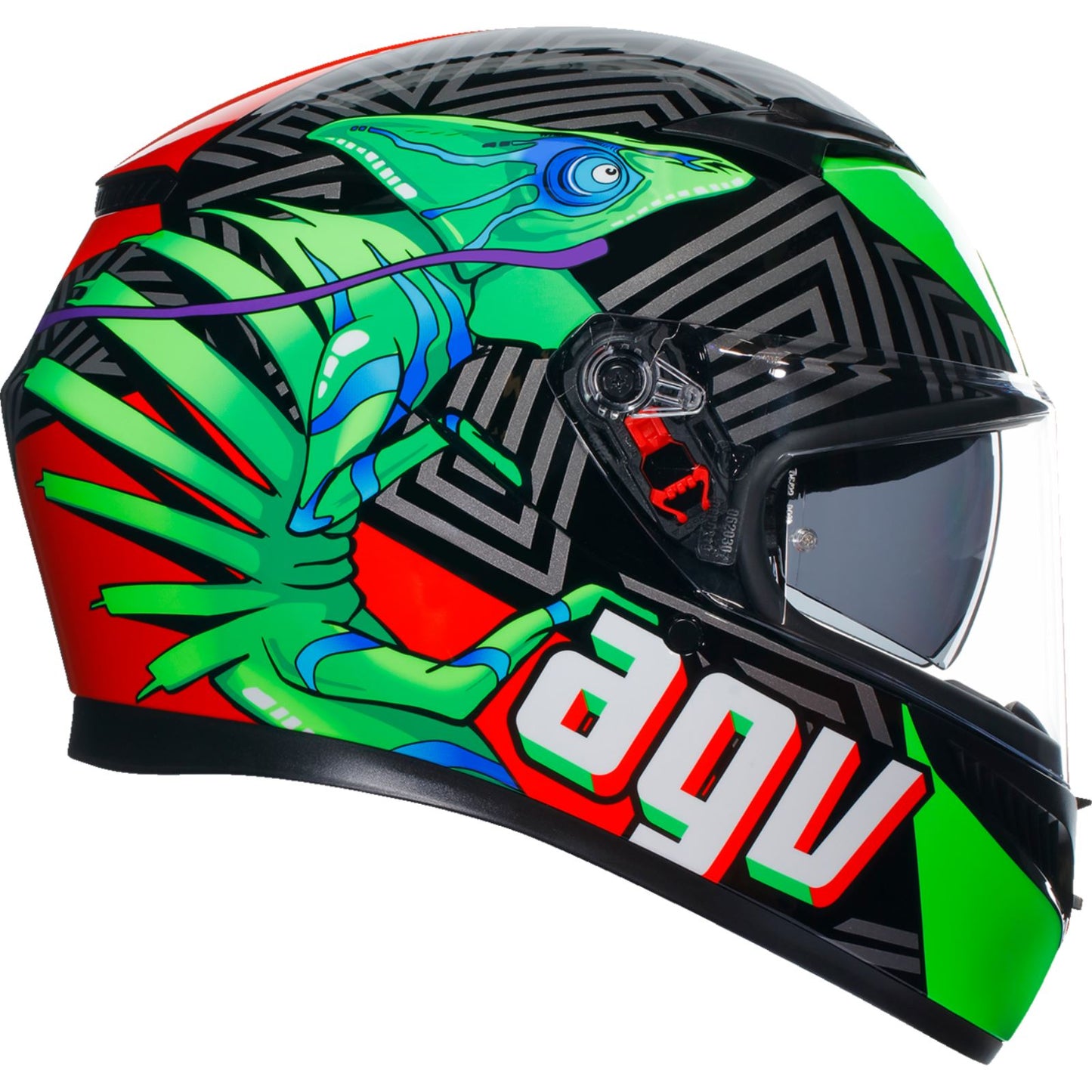 AGV Helmets K3 Helmet - Kamaleon - Black/Red/Green_1167919