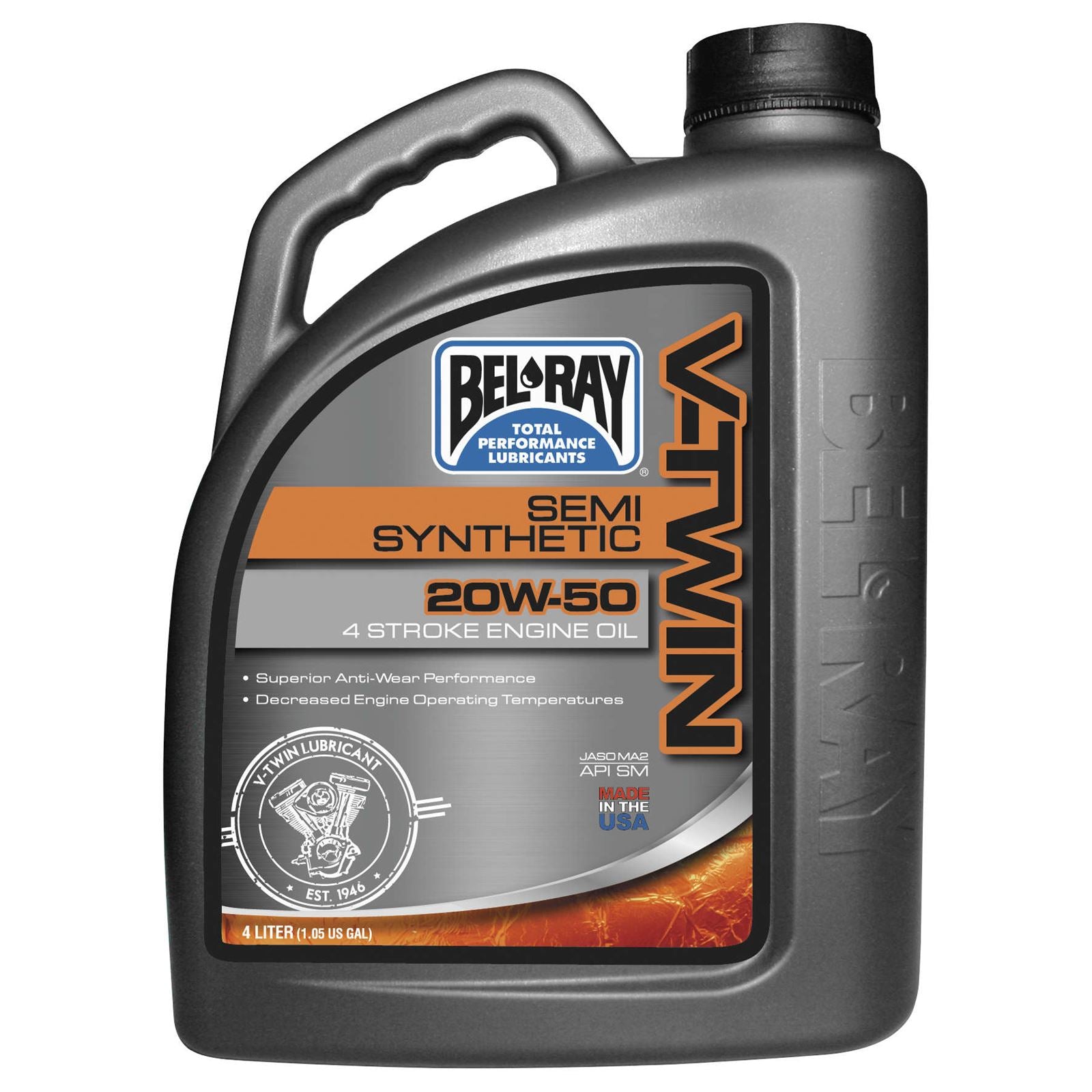 Bel-Ray V-Twin Semi-Synthetic Engine Oil 20W-50 - 4/Liter [MPN: 96910-BT4]_197930