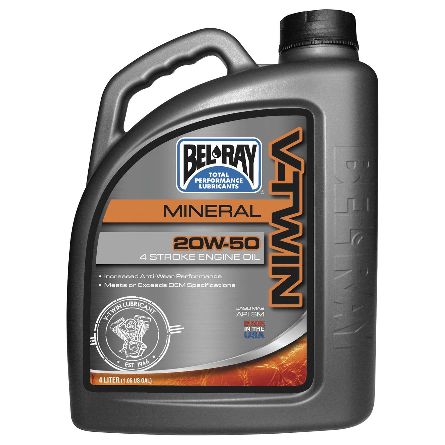 Bel-Ray V-Twin Mineral Engine Oil 20W-50 - 4/Liter [MPN: 96905-BT4]_197932