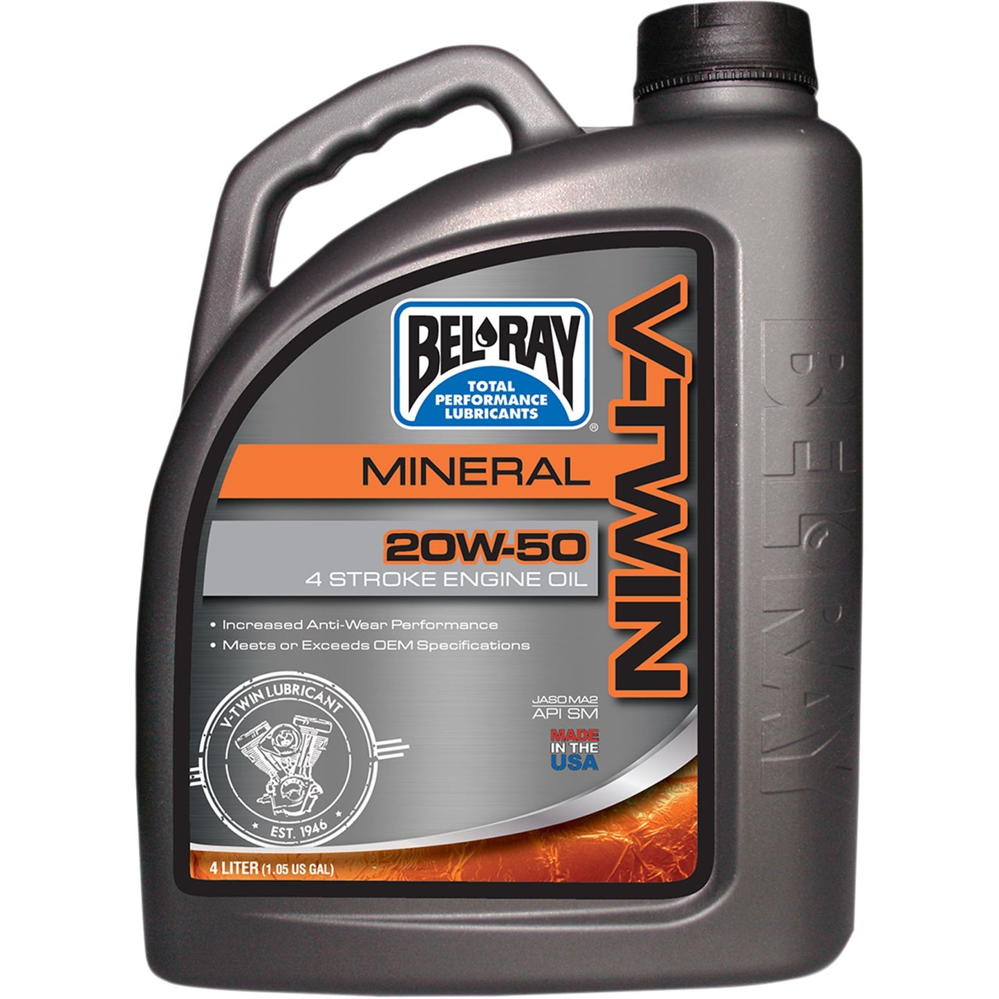 Bel-Ray V-Twin Mineral Engine Oil 20W-50 - 4/Liter [MPN: 96905-BT4]_350707