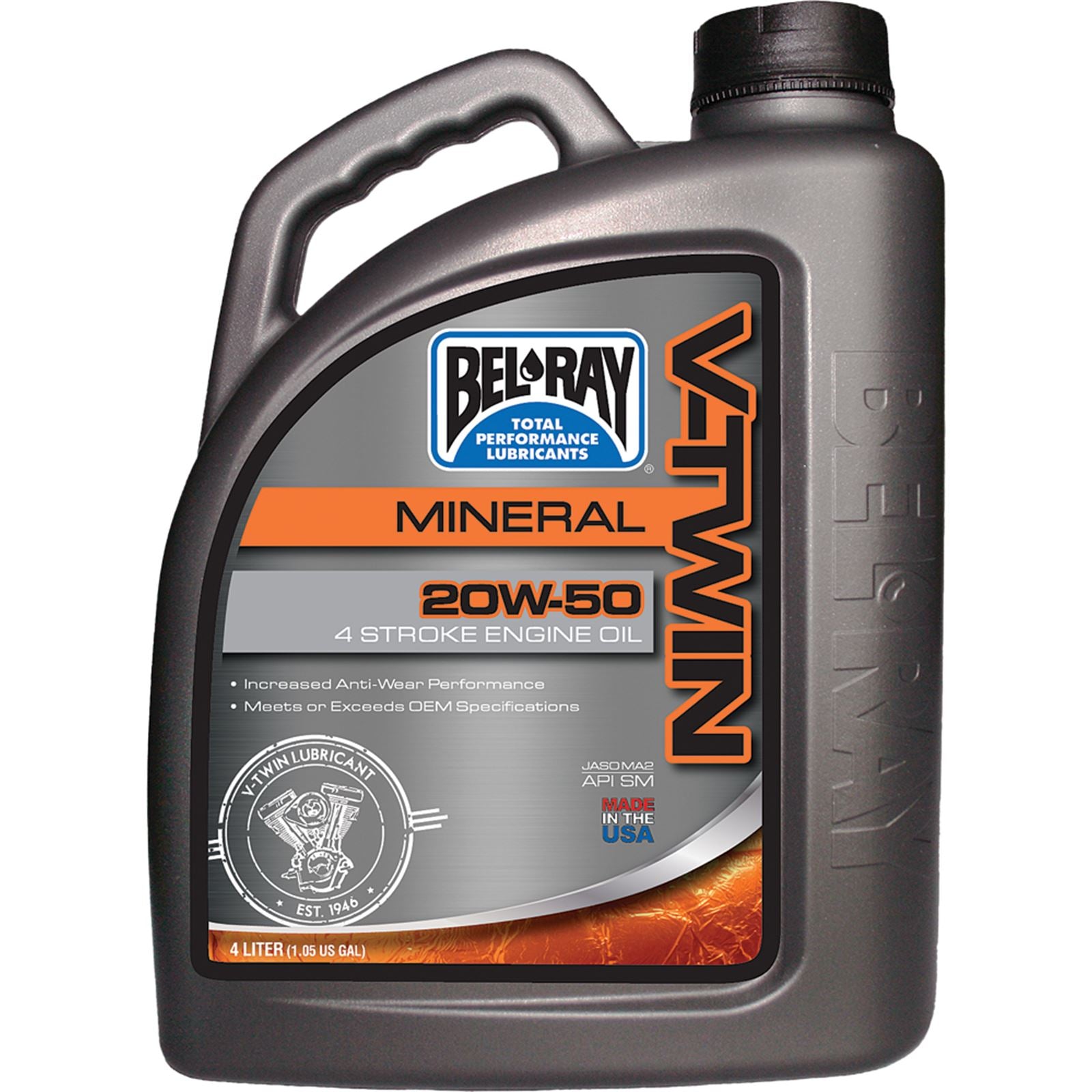 Bel-Ray V-Twin Mineral Engine Oil 20W-50 - 4/Liter [MPN: 96905-BT4]_197933