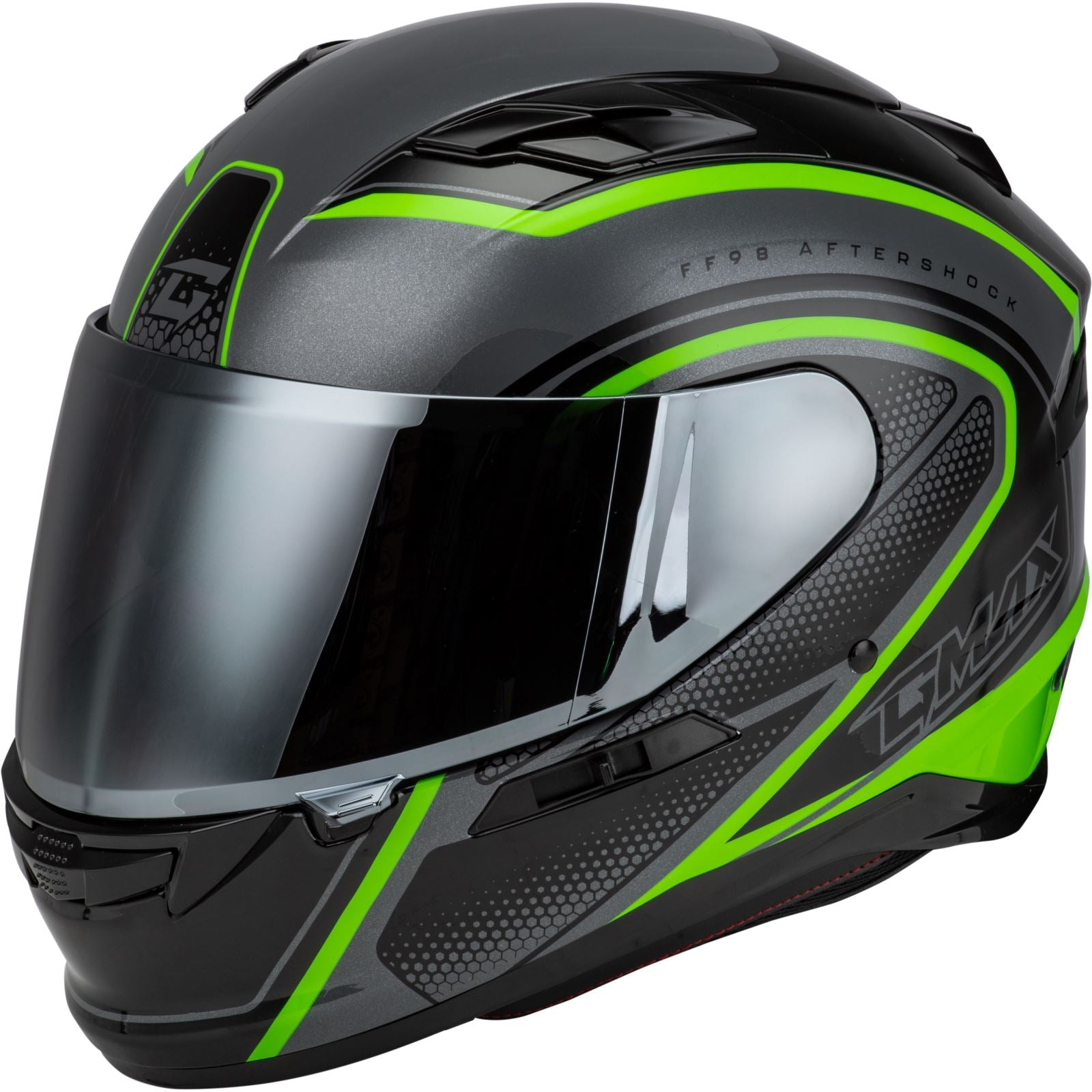 FF-98 Aftershock Helmet - Grey/Neon Green - Small_1386683