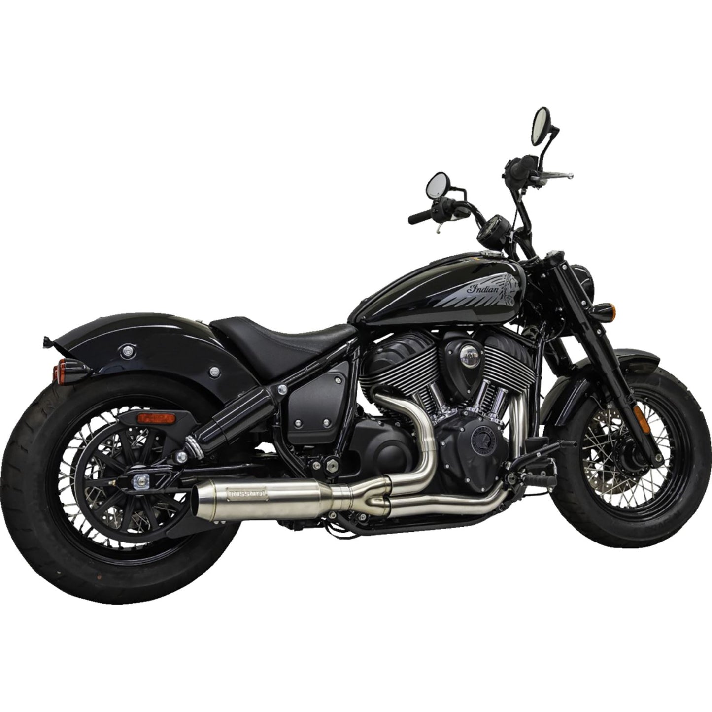 Bassani Manufacturing 2-into-1 Exhaust System with Super Bike Muffler - Stainless Steel - Black [MPN: 8H12SS]_1169861