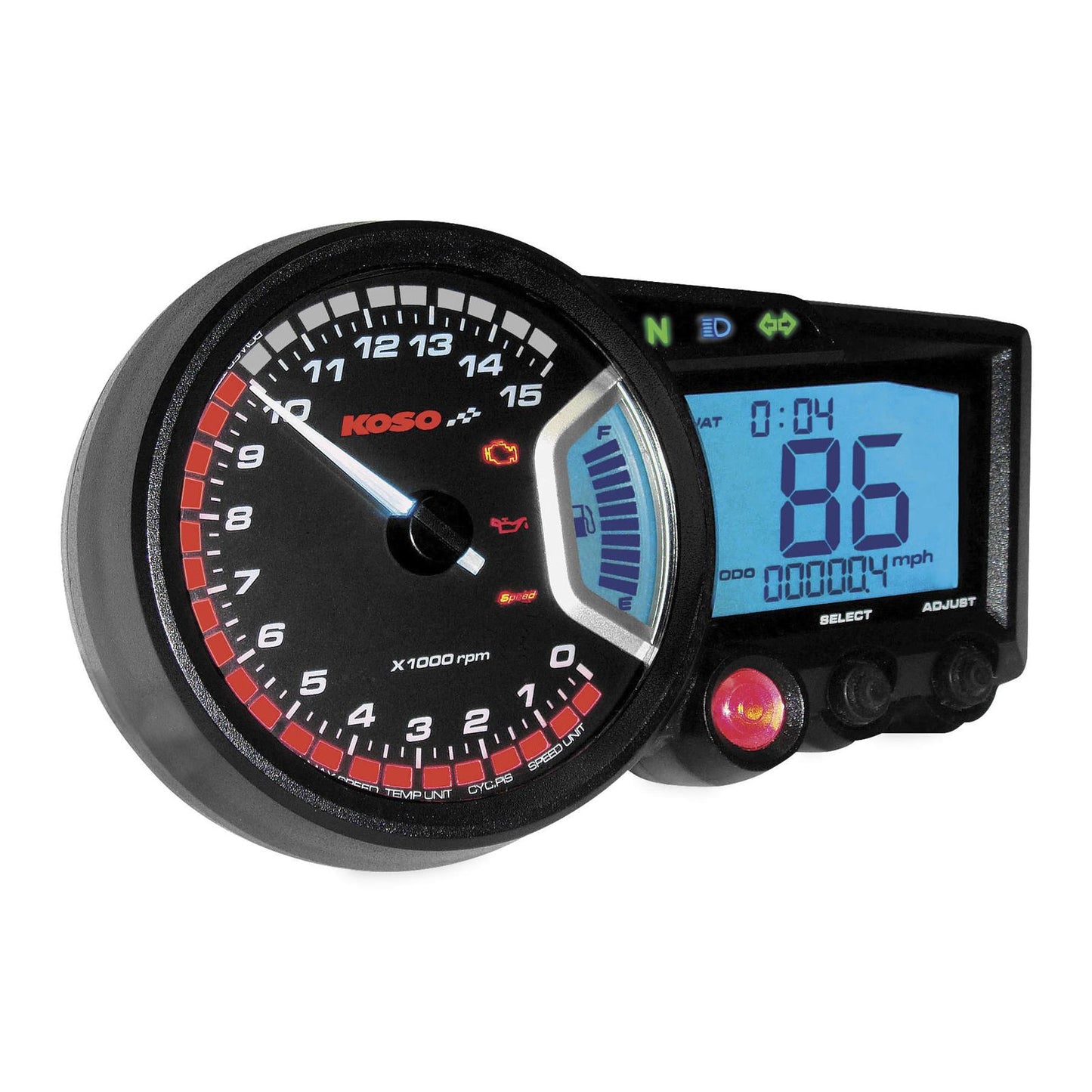 Koso GP Style Multi-Function Gauge RX-2 Black Panel BA010001_200755