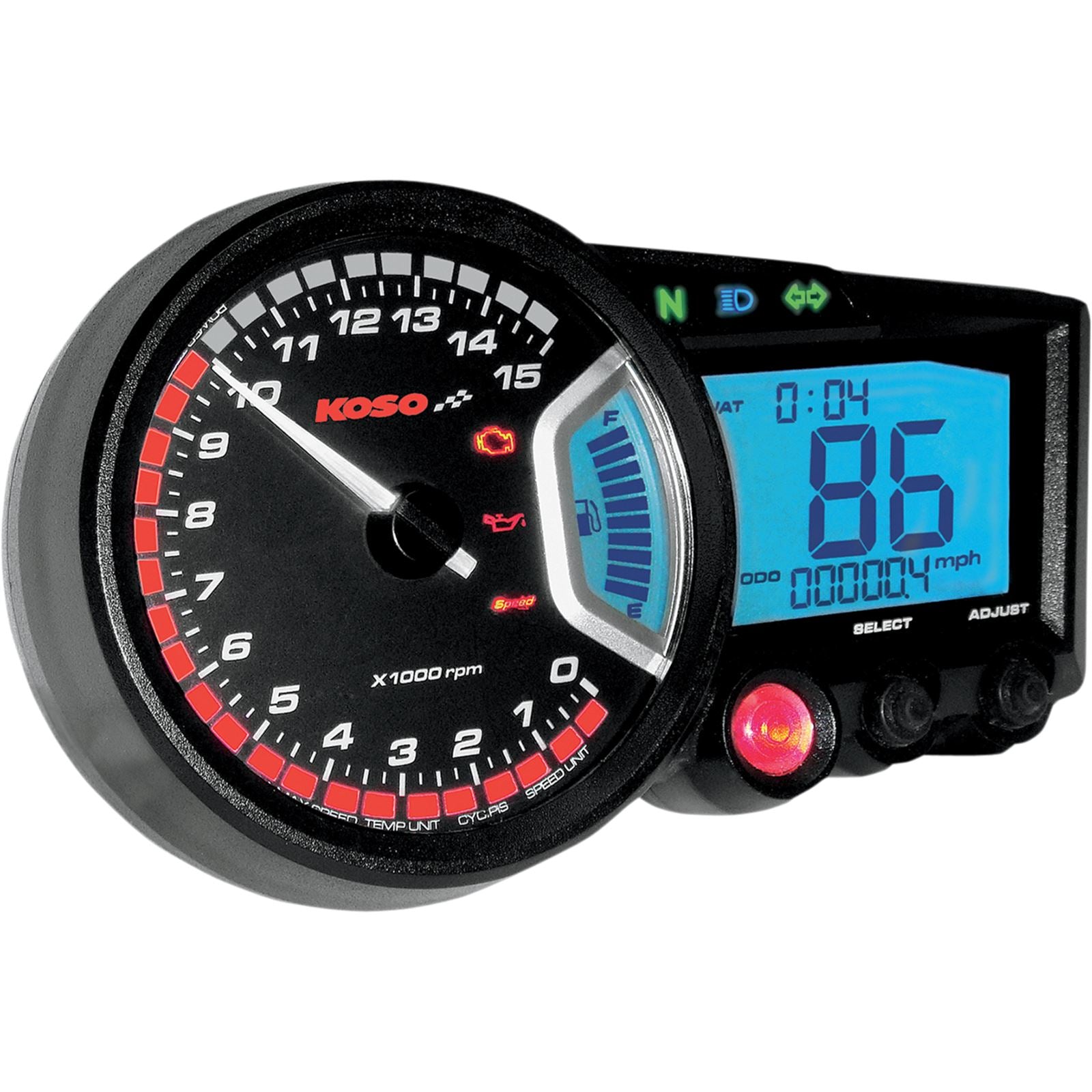 Koso GP Style Multi-Function Gauge RX-2 Black Panel BA010001_410142