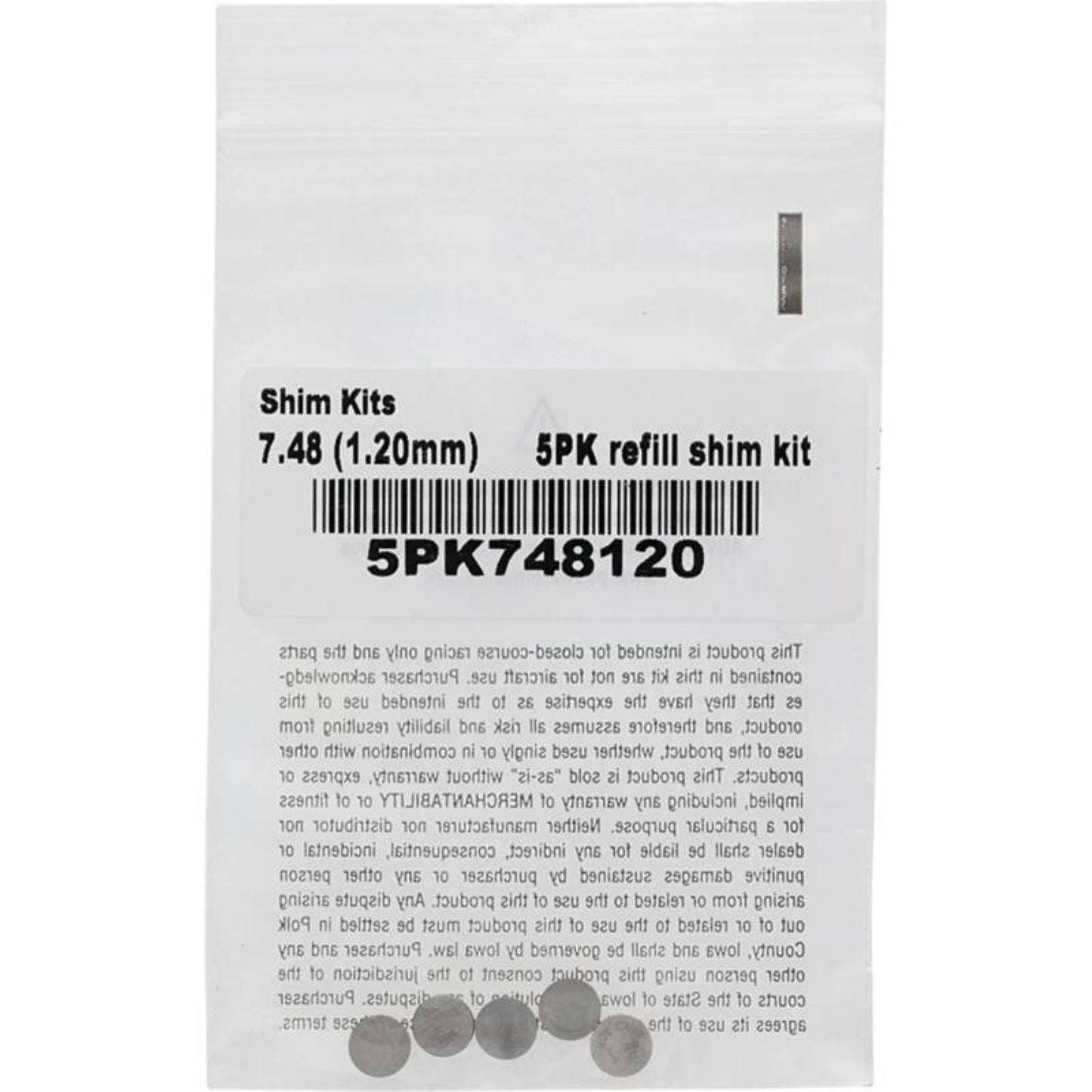 Hot Cams Valve Shims 7.48x1.20mm - 5/Pack 5PK748120_1648303