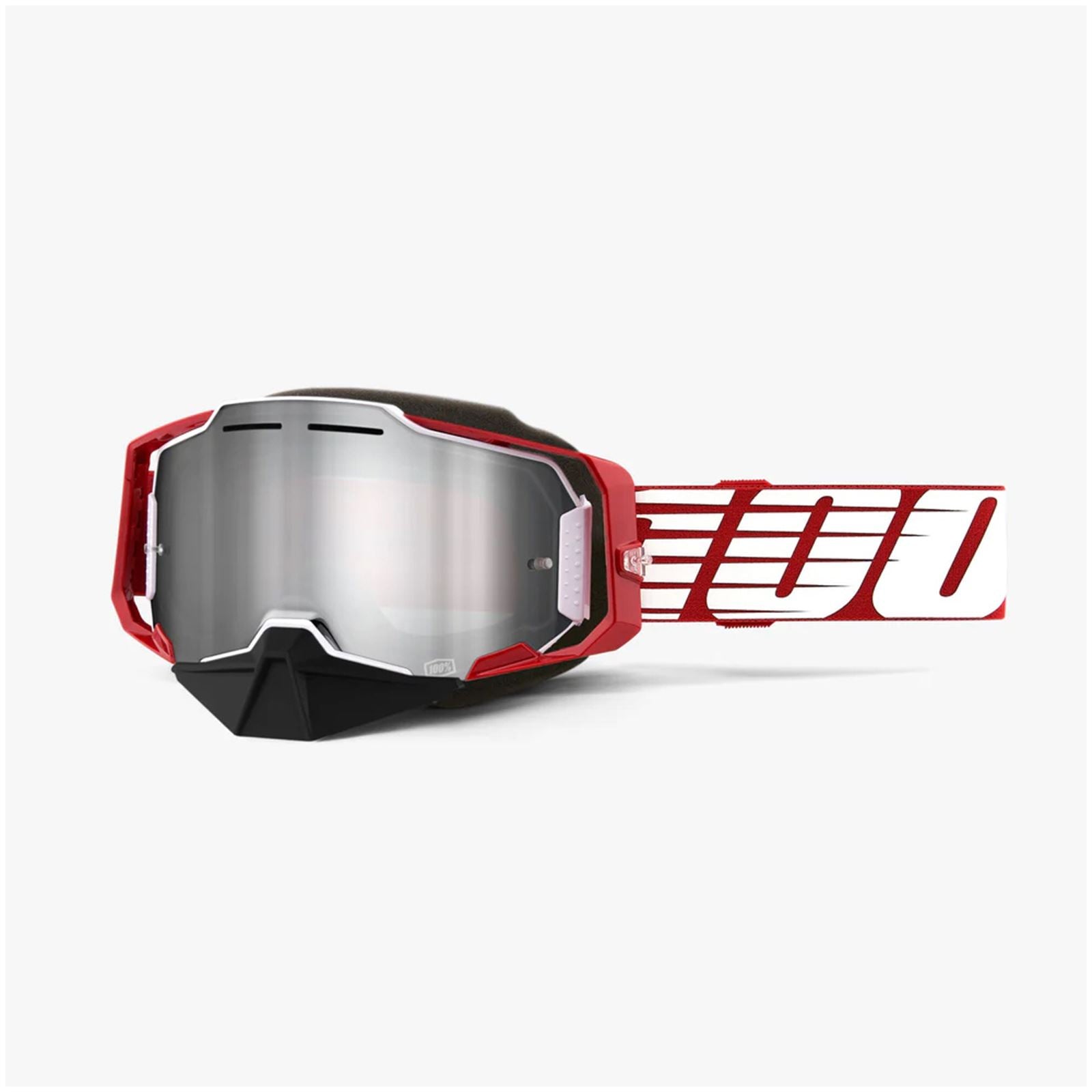 100% Armega Oversized Deep Goggles - Flash Silver Lens - Red 50005-00009_1435026
